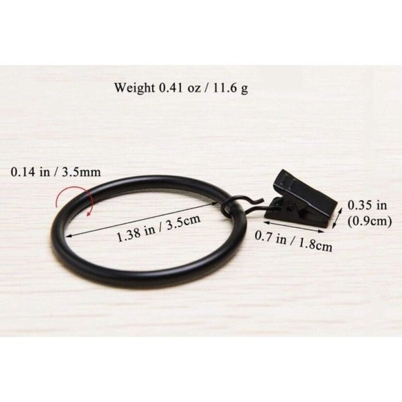 Black Curtain Rod Ring Clips, Coideal 30 Pack Rustproof Metal Drapery Ring - Picture 2 of 2